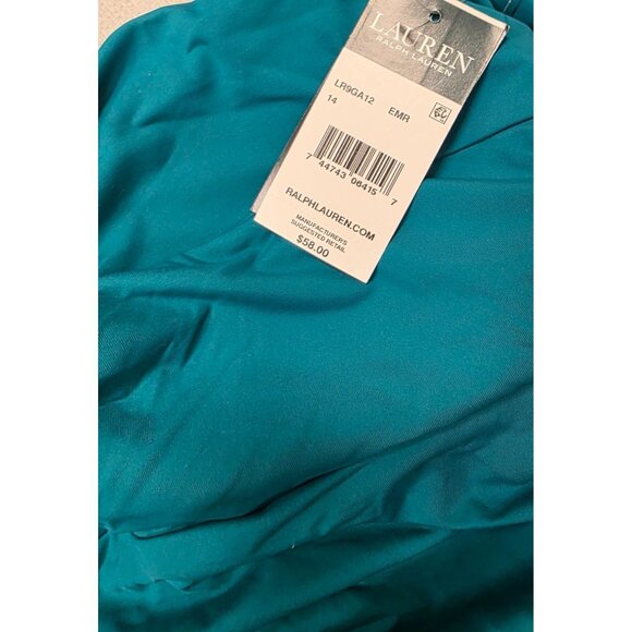 NWT One Piece Ralph Lauren Womens Slimming Fit Teal Swimsuit Sz 14 Underwire - Picture 3 of 8